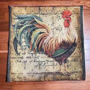 Square Pillow Cover Rooster on Ephemera Farmhouse Boho Classic 17x17 Inch